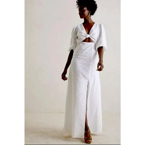 chinese dress ladies Linnea White Eyelet Long Sleeve Maxi Dress